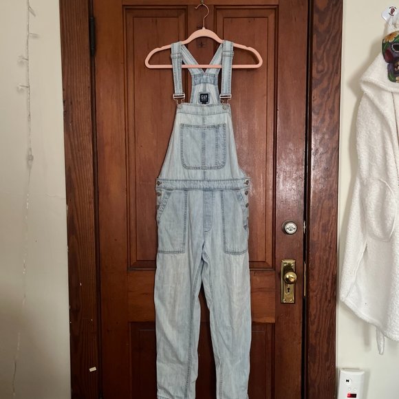 Gap Relaxed Denim Overalls, Light Indigo, S - Picture 3 of 9